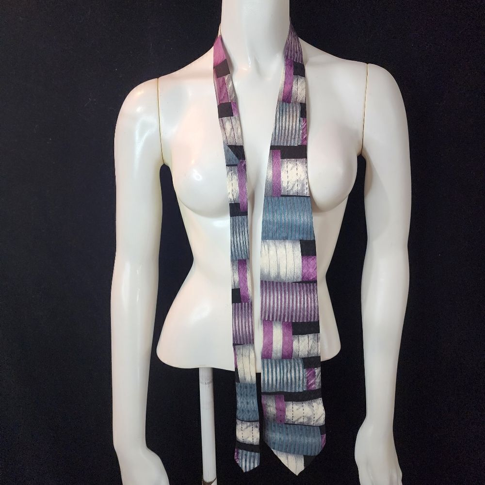 Bachrach Blue, Purple, Gray, & Black Silk Tie